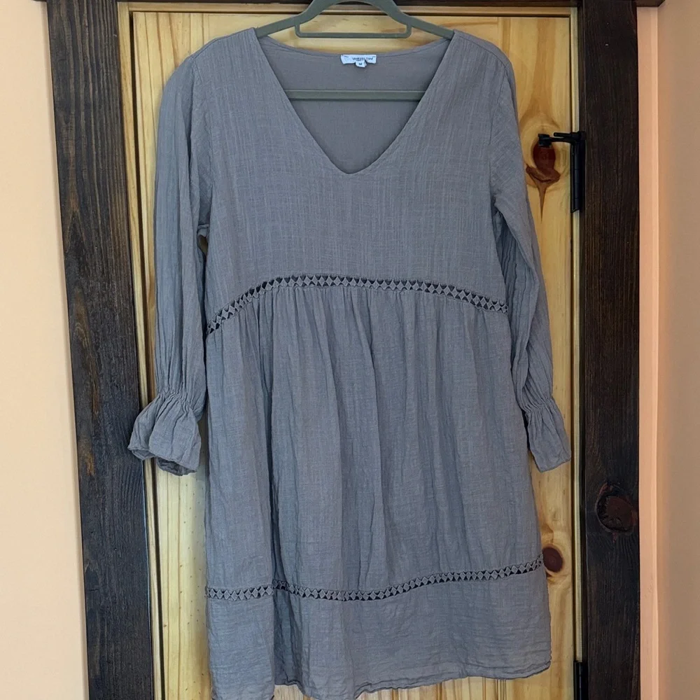 Vanessa zani mocha v neck dress medium - Picture 1 of 6